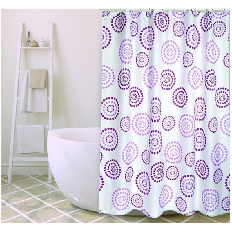 Rideau de douche Polyester dots 180x200cm QUALITà‰ premium Violet - Anneaux inclus MSV