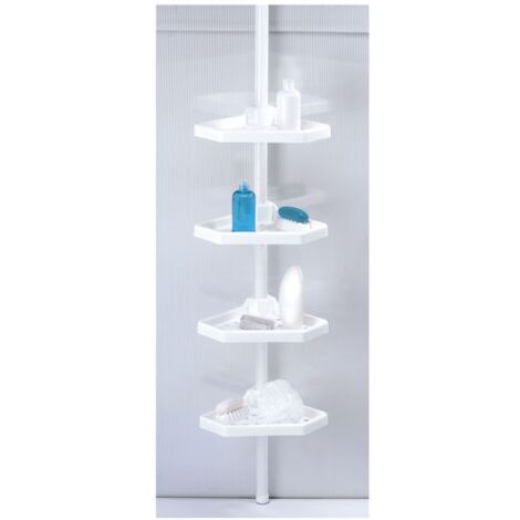 MSV - Serviteur de douche plastique d'angle blanc - télescopique