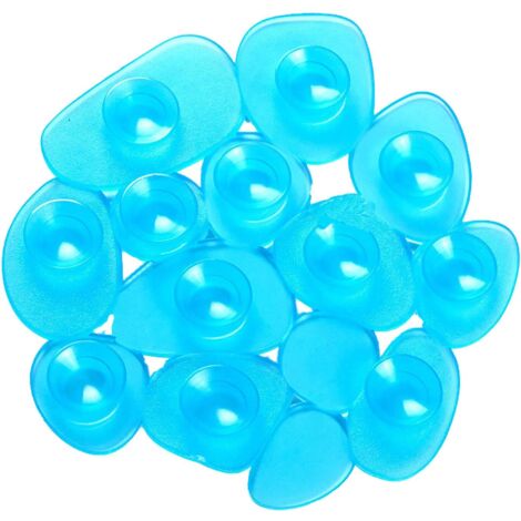 MSV Set 4 Tappetini Doccia o Bagno Antiscivolo Ciottoli in PVC 12x13 cm Blu Trasparente