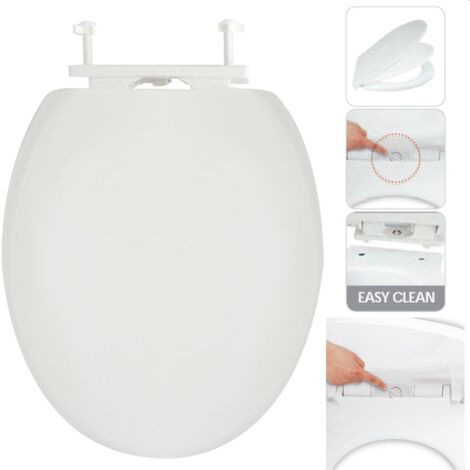MSV WC Sitz abnehmbar, Absenkautomatik, Fast Fix/Schnellbefestigung, Befestigung mit Knopfdruck, Toilettensitz WC Deckel Klobrille Weiß