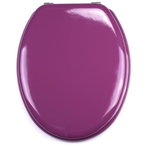 MSV WC Sitz Toilettendeckel MDF Holzkern „Violett Lila“ Scharniere aus Edelstahl - hochwertige und stabile Qualität