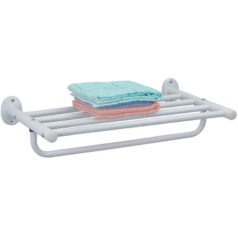 

M S V - MSV White Shelf and Towel Holder, Metal, Blanco, 50,5 x 30,3 x 12,7 cm