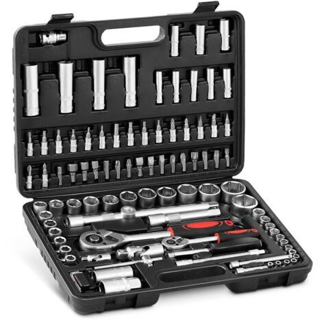 MSW – Jeu de douilles 94 pièces – 17 embouts 1/4 pouce – 18 douilles 1/2 pouce – Acier chrome nickel – Mallette de rangement incluse