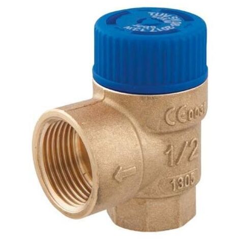 MSW Sicherheitsventil 1/2 Zoll x 3/4 Zoll 6 bar für Trinkwasserinstallationen