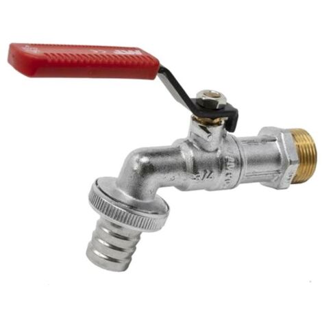 MT grifo esfera pn-16 racor manguera 3/4x1 , Grifo de esfera PN16 con racor a manguera y palanca ergonómica MT Fabricado con cuerpo y enchufe rápido de latón CW617N cromado y j