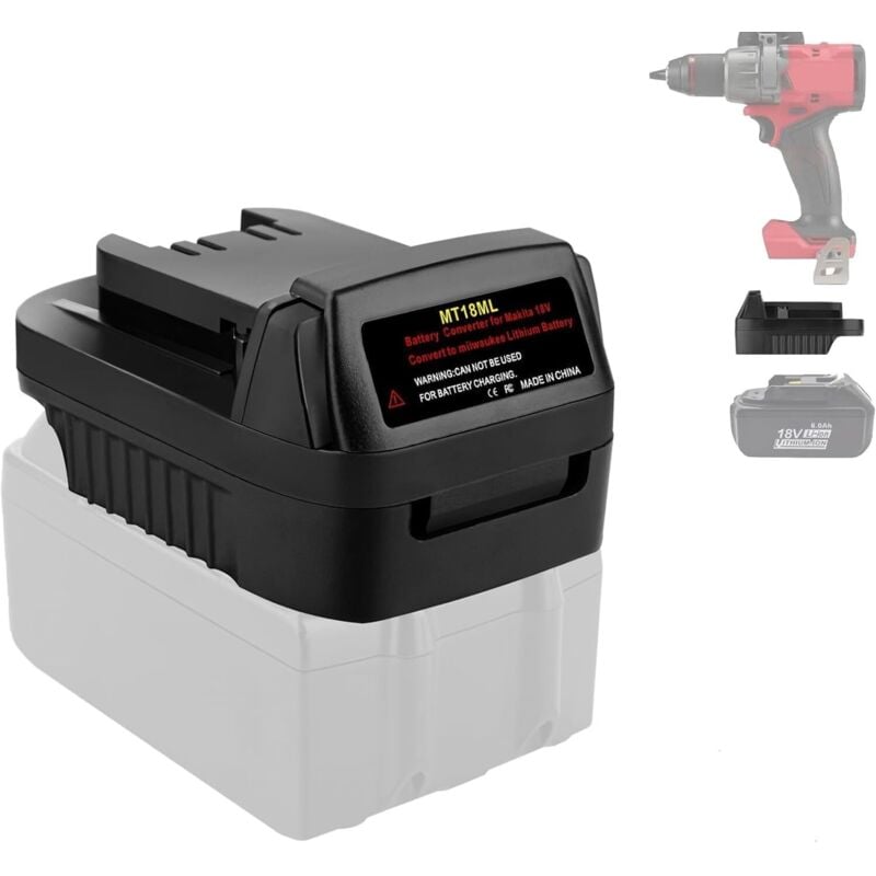 Image of MT18ML Akkuadapter für Makita auf Milwaukee, Adapter wandelt Makita 18V LXT Akku um