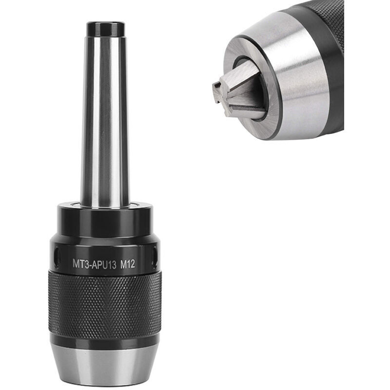 MT3-APU13 3-Jaw Keyless Drill Chuck for Lathes, Milling Machines and Drills