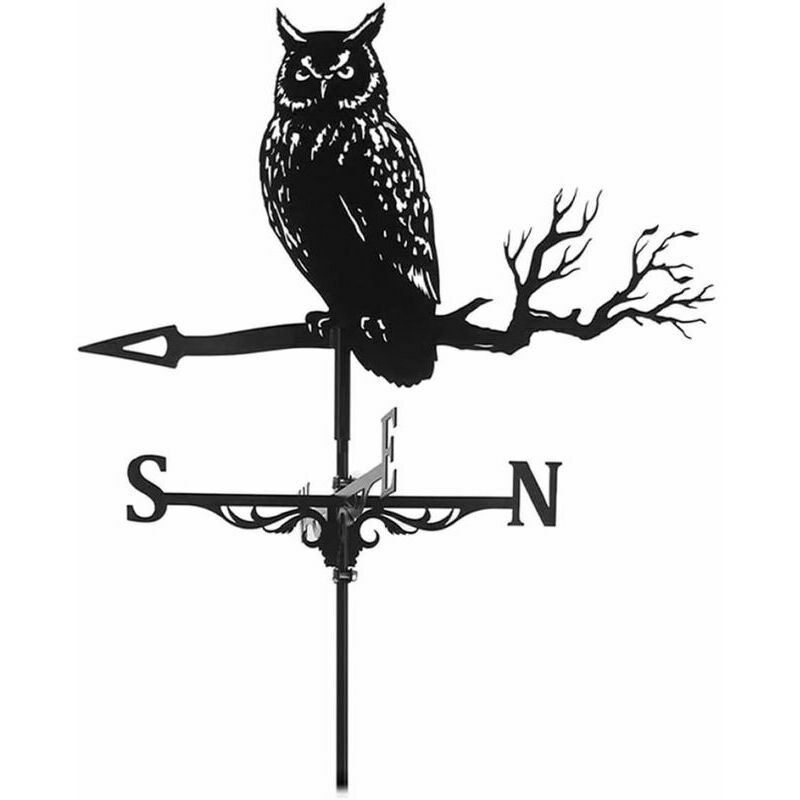 Soleil - Métal Girouette Hibou Acier Inoxydable Piquet De Jardin Rétro Girouette Indicateur De Direction Toit Jardin Vitesse Du Vent Spinner
