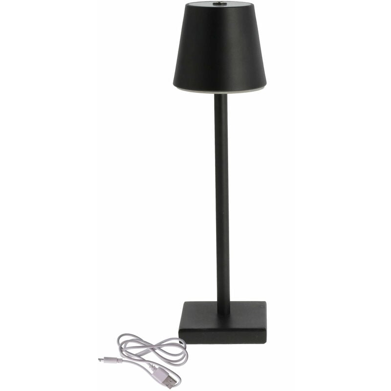 Métal led accu lampe de table Touch xl - ca. 38x10 cm - blanc chaud / usb - noir