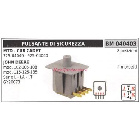 MTD CUB CADET Sicherheits-Schaltknopf 725-04040 925-04040