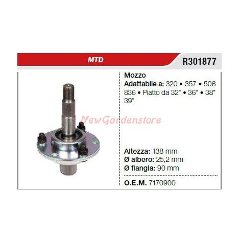 MTD cubo de cuchilla cortacésped cortacésped 320 357 506 836 R301877