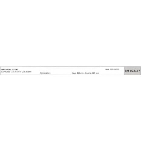 MTD débroussailleuse câble accélérateur 316791920 câble 410 mm gaine 305 mm
