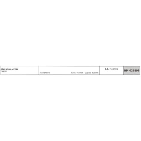 MTD débroussailleuse TB90BC câble d'accélérateur 460mm gaine 412mm
