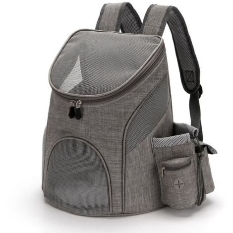 MTEVOTX Sac Transport Chat, Sac à Dos Pour Chat et Petit Chien, Respirant et Pliable pour Voyage, randonnée, Marche, Camping (Gris)
