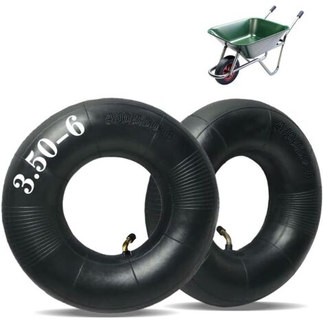 Mtlhbcg Chambre à air Remorque,Chambres à air 4.10/3.50-6 Caoutchouc Noir pour Chariot à Main,avec Valve Courbée de Roue Brouette,pour Les brouettes,Les tondeuses,Les camions à Main(2PCS)