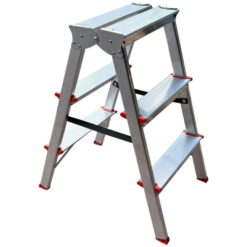 Monmobilierdesign - mtra Escabeau double marchepied en aluminium 3 marches