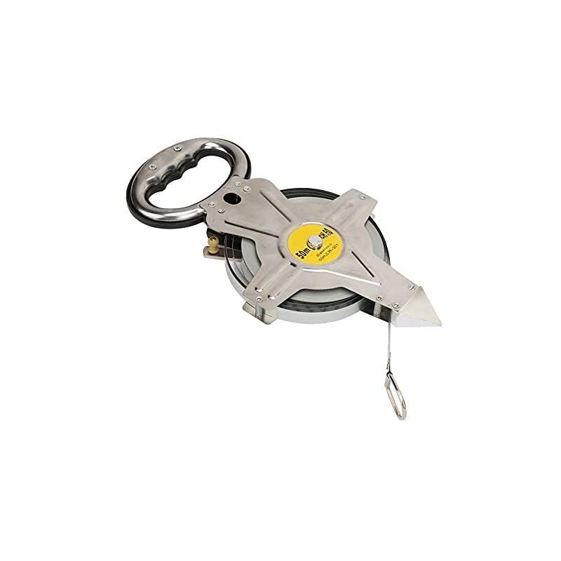 Aougo - Mètre Ruban de Mesure, 50m Mètre Ruban en Fibre de Verre, d'arpenteur en Fibre de Verre, Boitier Acier Inoxydable Antichocs