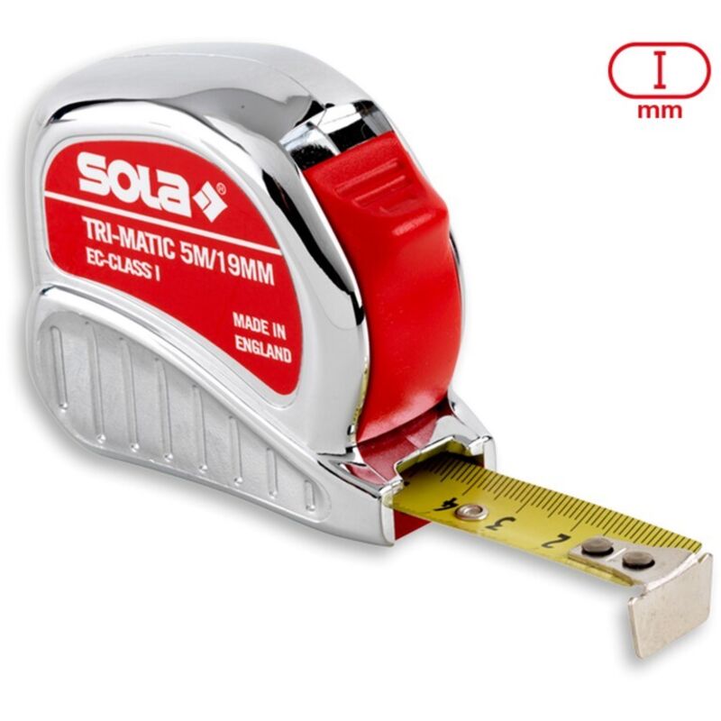 Sola Taschenrollbandmaß TRI-MATIC L.5m B.19mm gelb