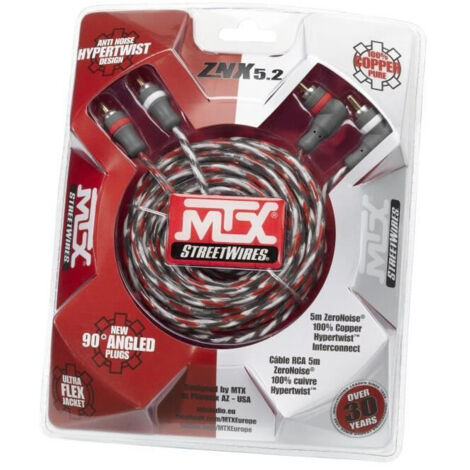 MTX ZNX5.2 Câble RCA ZeroNoise 5 metres symétrique 100% cuivre 3 blindages