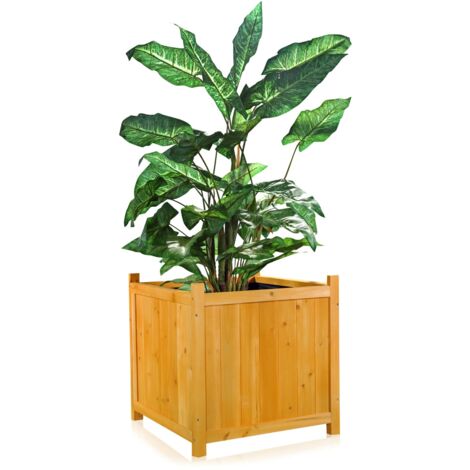 Mucola – Bac à fleurs en bois d'épicéa 50x50x50cm – Jardinière angulaire résistante aux intempéries – Design moderne pour plantes grimpantes