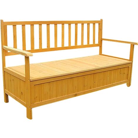 Mucola – Banc de jardin en bois massif 145x61x85 cm – Grand coffre de rangement – Montage simple et rapide – Résistant aux intempéries