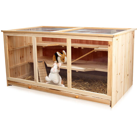 Mucola – Cage pour rongeur 117x63x58cm – Bois d'épicéa et plexiglas – 3 étages avec tiroir amovible – Accessoires inclus pour hamster et souris