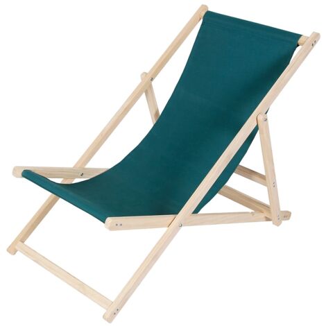 Mucola – Chaise longue de jardin en bois de pin pliable – Dossier réglable 3 positions – Résistante aux intempéries – Couleur verte