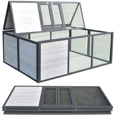 Mucola – Enclos extérieur pliable pour lapins et cochons d'Inde – Dimensions 160 x 119 x 60 cm – Bois massif et métal – Résistant aux intempéries