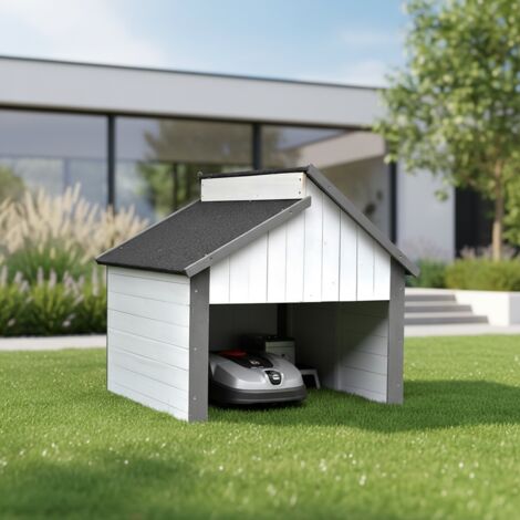 Mucola – Garage en bois pour robot tondeuse – Protection contre intempéries – Dimensions 85x85x82,5 cm – Ouverture généreuse pour accès facile