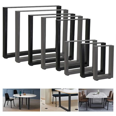 Mucola – Set de 2 piètements de table en acier noir 90x72 cm – Résistants avec protections de sol – Montage facile pour divers meubles