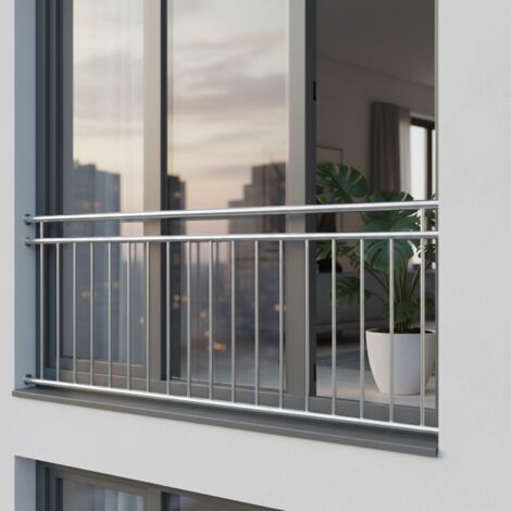 Mucola – Rampe de balcon en acier inoxydable 184 cm – Balustrade robuste pour fenêtres – Protection contre les chutes – Installation rapide