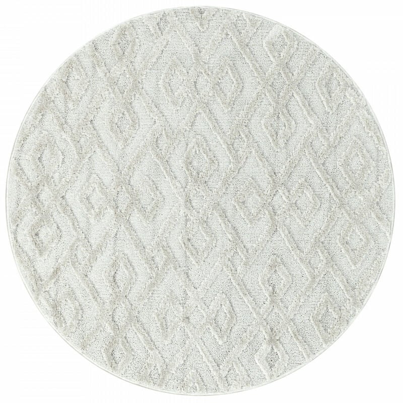 Pisa - Tapis Rond en relief Berbère muda Crème (120x120cm)