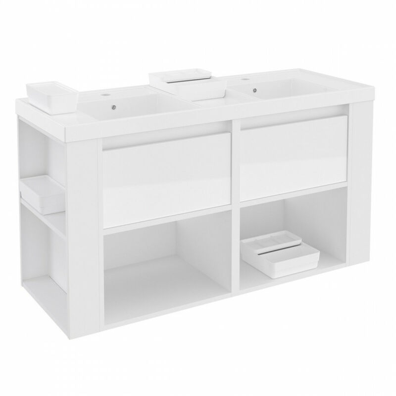 

Bath+ - Mueble 2 Cajones Bsmart Blanco-Roble Nature-Gris Medidas 120cm