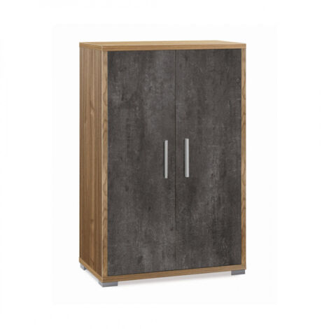 Mueble 2 Puertas 71L x 41P x h110 – Acabado en Madera Nogal y Negro Opaco – Sarmog