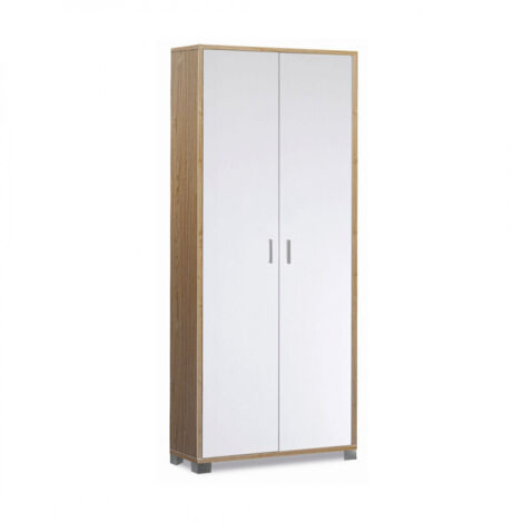 Mueble 2 puertas 83L x 29P x h190 – Acabado en madera nogal y blanco quemado – Sarmog