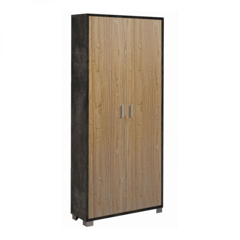 Mueble 2 puertas 83L x 29P x h190 – Acabado negro mate y madera de nogal Stelvio – Sarmog
