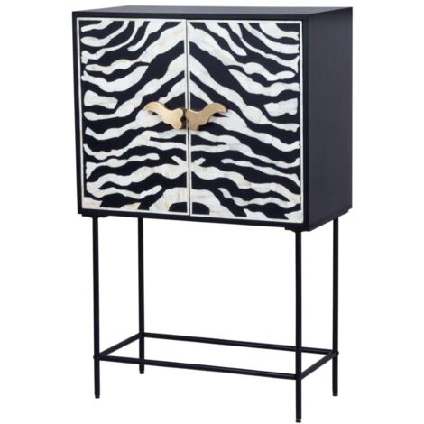 Mueble 2P Madera/Hueso Sop. Metal