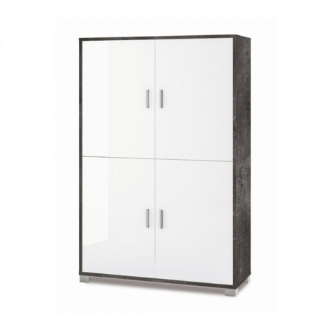 Mueble 4 Puertas 108L x 41P x h161 – Acabado Negro Mate y Blanco Brillante – Sarmog