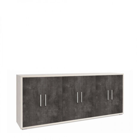Mueble 6 Puertas 203L x 41P x h84 – Acabado Blanco Opaco y Negro Opaco – Sarmog