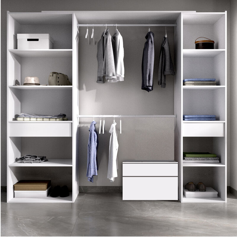 

Mueble almazenamiento y organización Ropero extensible al espacio disponible, entre medida de 200 a 140 cm, 4 CAJONES