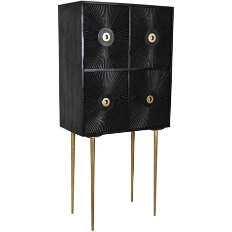 Mueble Alto 2 Prta. Madera Negro/ Metal