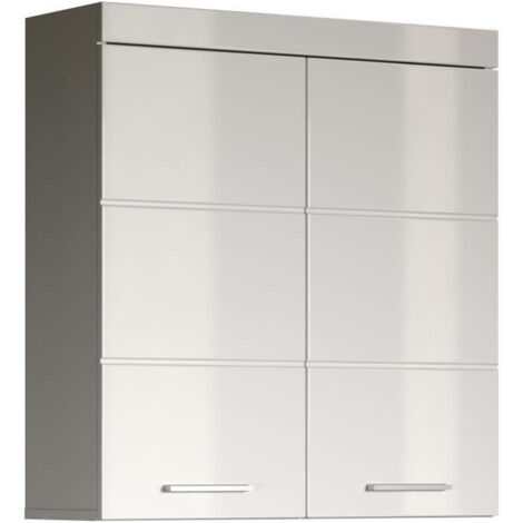 Mueble Alto de Baño AMANDA - 2 puertas - Ancho 73 x Profundidad 23 x Alto 77 cm - Blanco - TRENDTEAM