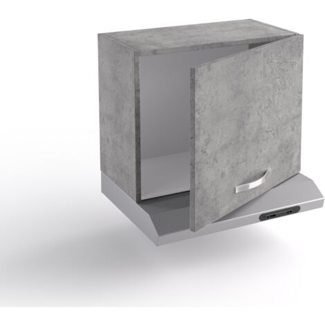 Mueble alto de cocina 60x31xH48 cm madera Gris Cemento con puerta y Campana extractora - Massa