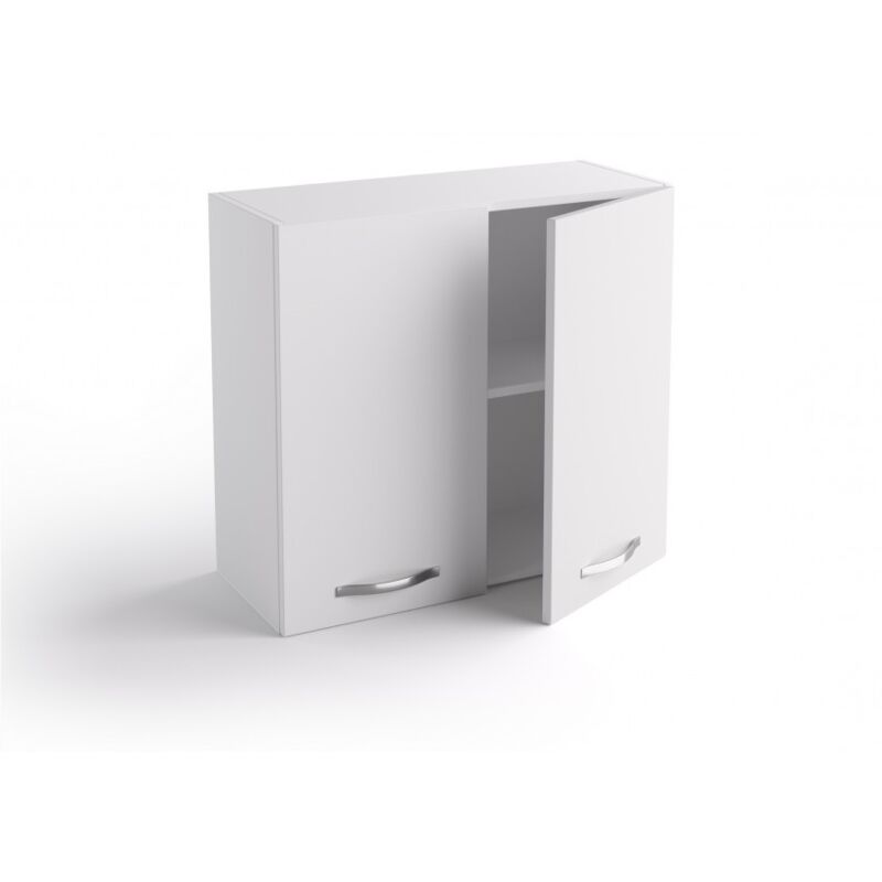 

Mueble alto de cocina 80x33x72 cm de madera blanca mate con dos puertas | Blanco