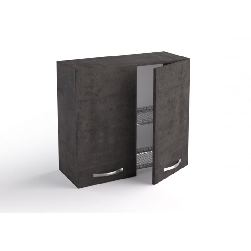 

Mueble alto de cocina Escurreplatos 80x33x72 cm de madera color Lava con dos puertas | Lava