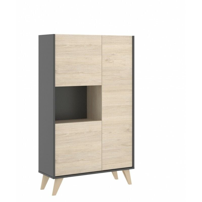 

Mueble alto de salón Boston acabado Grafito / Roble Natural
