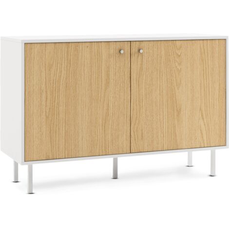 Mueble aparador con 2 puertas, buffet para salon, comedor o cocina, muebles sala de estar, comoda de madera para dormitorio, armario auxiliar, mueble almacenaje, estilo escandinavo y moderno, 110x73x4