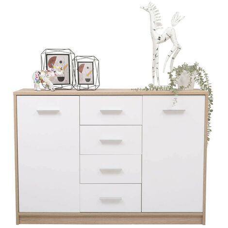 Mueble aparador de comedor KENTO color cambrián y blanco 118,5x34x84 cm