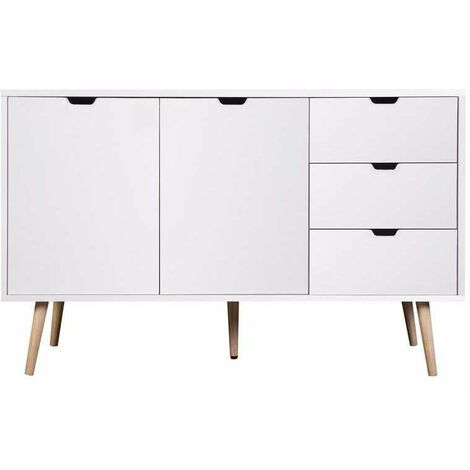 Mueble aparador Md-Tiano 2 puertas, 3 cajones acabado blanco, 120cm(ancho) 75cm(altura) 39cm(fondo)