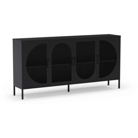 Mueble aparador modelo Toledo 4 puertas acabado metal negro, 160cm(ancho) 90cm(alto) 40cm (largo)